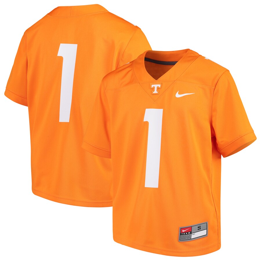 Youth Nike #1 Tennessee Orange Tennessee Volunteers Team Replica Football Jersey - SUjersey01