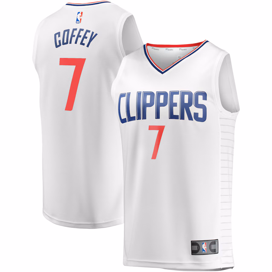 Men's LA Clippers Amir Coffey Fanatics White Fast Break Player Jersey - Association Edition - SUjersey01