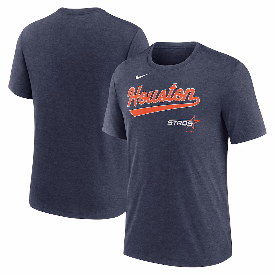 Men's Houston Astros Nike Heather Navy 2025 City Connect Tri-Blend T-Shirt - SUjersey01
