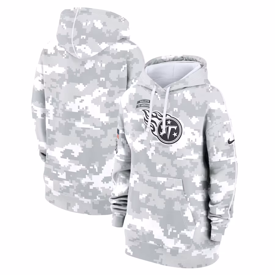 Women's Tennessee Titans Nike Arctic Camo 2024 Salute To Service Club Fleece Pullover Hoodie - SUjersey01