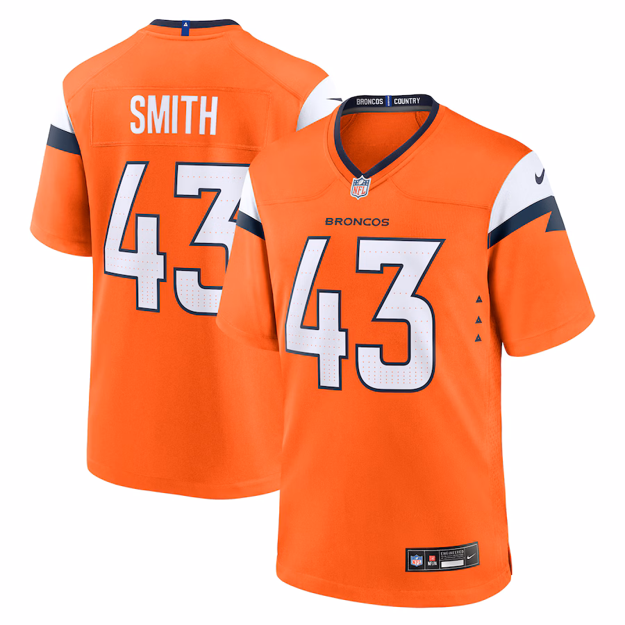Men's Denver Broncos Keidron Smith Nike Orange Team Game Jersey - SUjersey01