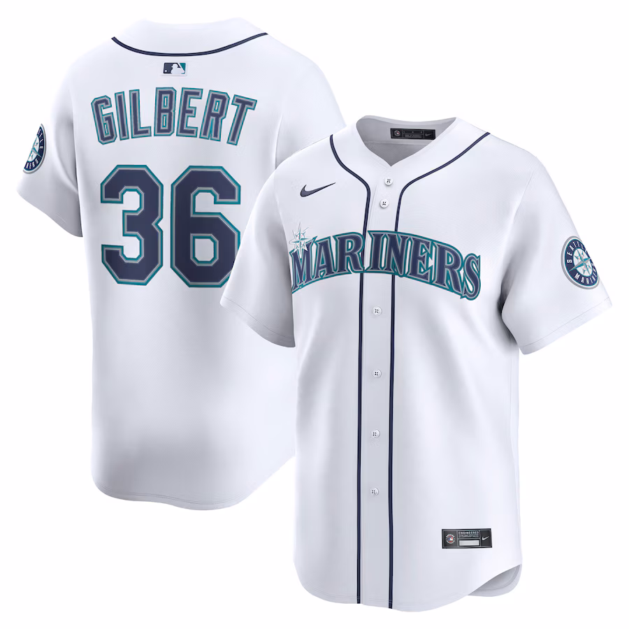 Men's Seattle Mariners Logan Gilbert Nike White Alternate Limited Player Jersey - SUjersey01