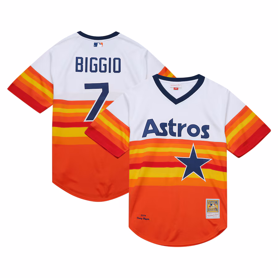 Men's Houston Astros Craig Biggio Mitchell & Ness White 2004 Cooperstown Collection Authentic Throwback Jersey - SUjersey01