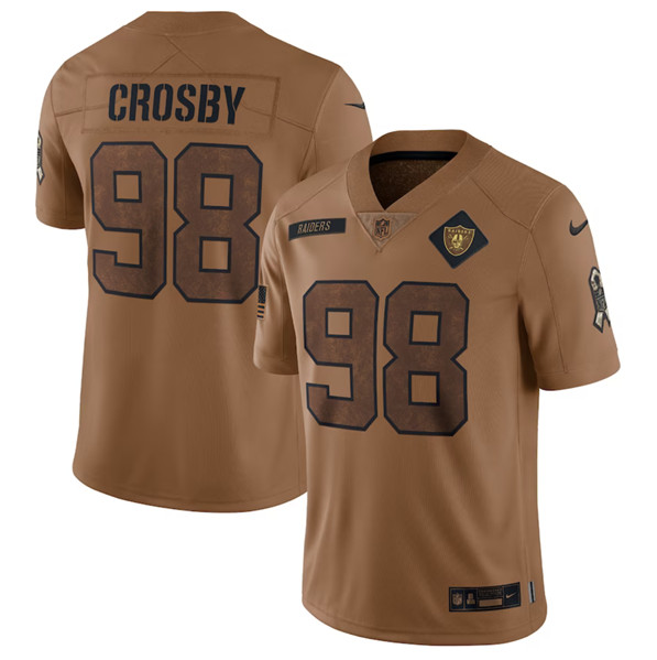 Men's Las Vegas Raiders #98 Maxx Crosby 2023 Brown Salute To Service Limited Football Stitched Jersey - SUjersey01