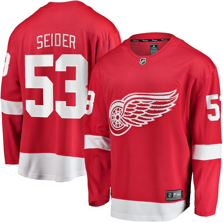 Men's Detroit Red Wings Moritz Seider Fanatics Red Home Breakaway Player Jersey - SUjersey01