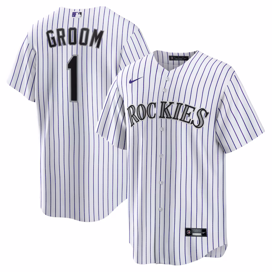 Men's Colorado Rockies Nike White #1 Groom Home Replica Jersey - SUjersey01