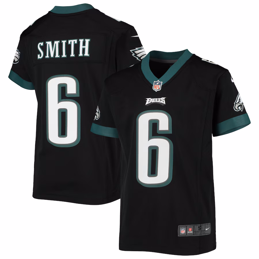 Youth Philadelphia Eagles DeVonta Smith Nike Black Game Jersey - SUjersey01