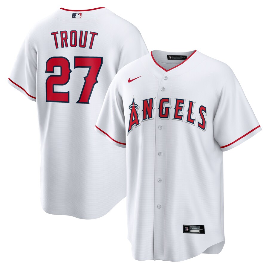 Men's Los Angeles Angels Mike Trout Nike White Home Replica Player Name Jersey - SUjersey01