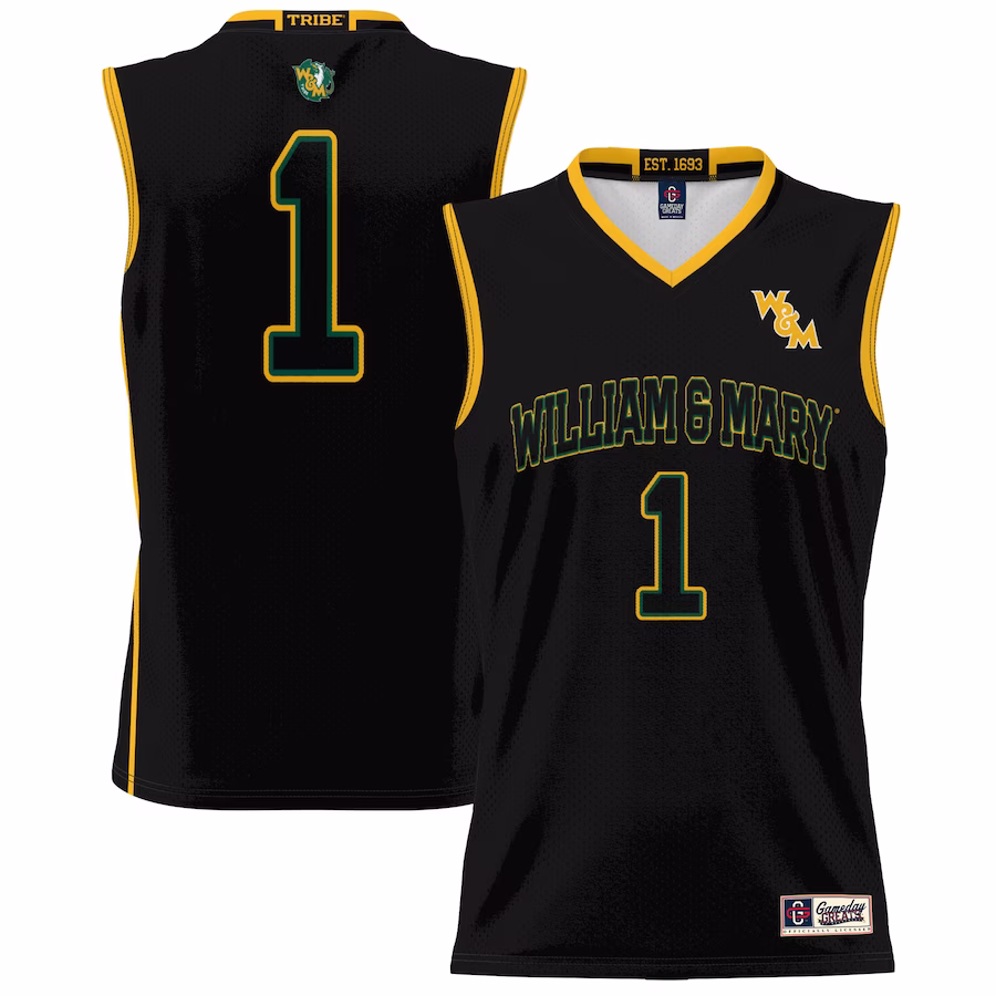 #1 William & Mary Tribe GameDay Greats Unisex Lightweight Basketball Jersey - Black - SUjersey01