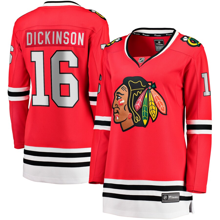 Women's Chicago Blackhawks Jason Dickinson Fanatics Branded Red Home Breakaway Player Jersey - SUjersey01