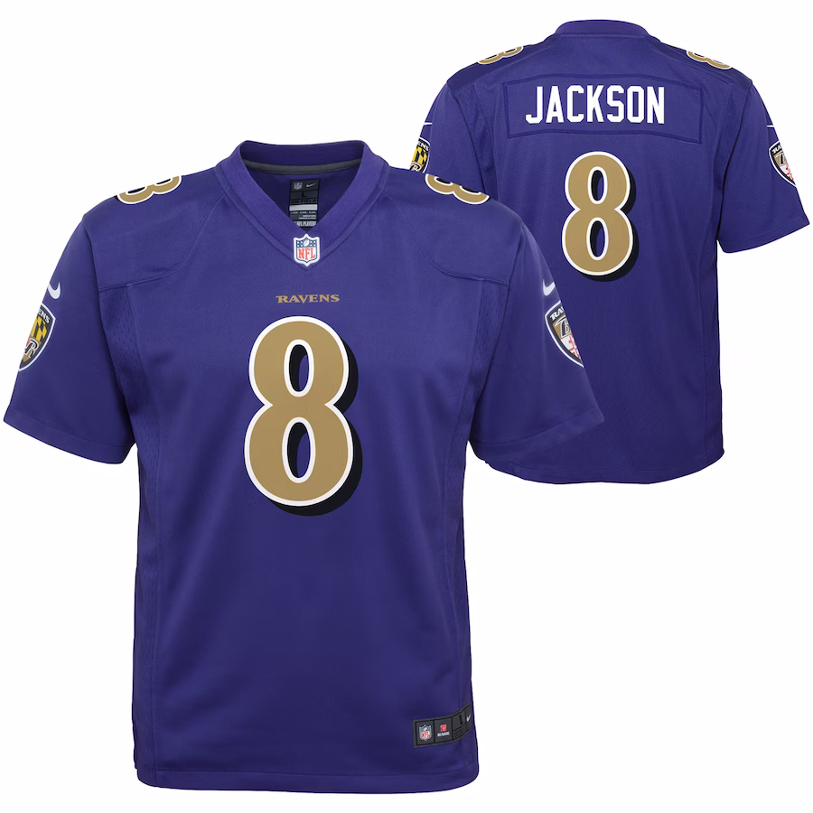Youth Baltimore Ravens Lamar Jackson Nike Purple Game Jersey - SUjersey01