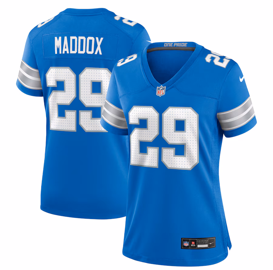 Women's Detroit Lions Avonte Maddox Nike Blue Team Game Jersey - SUjersey01