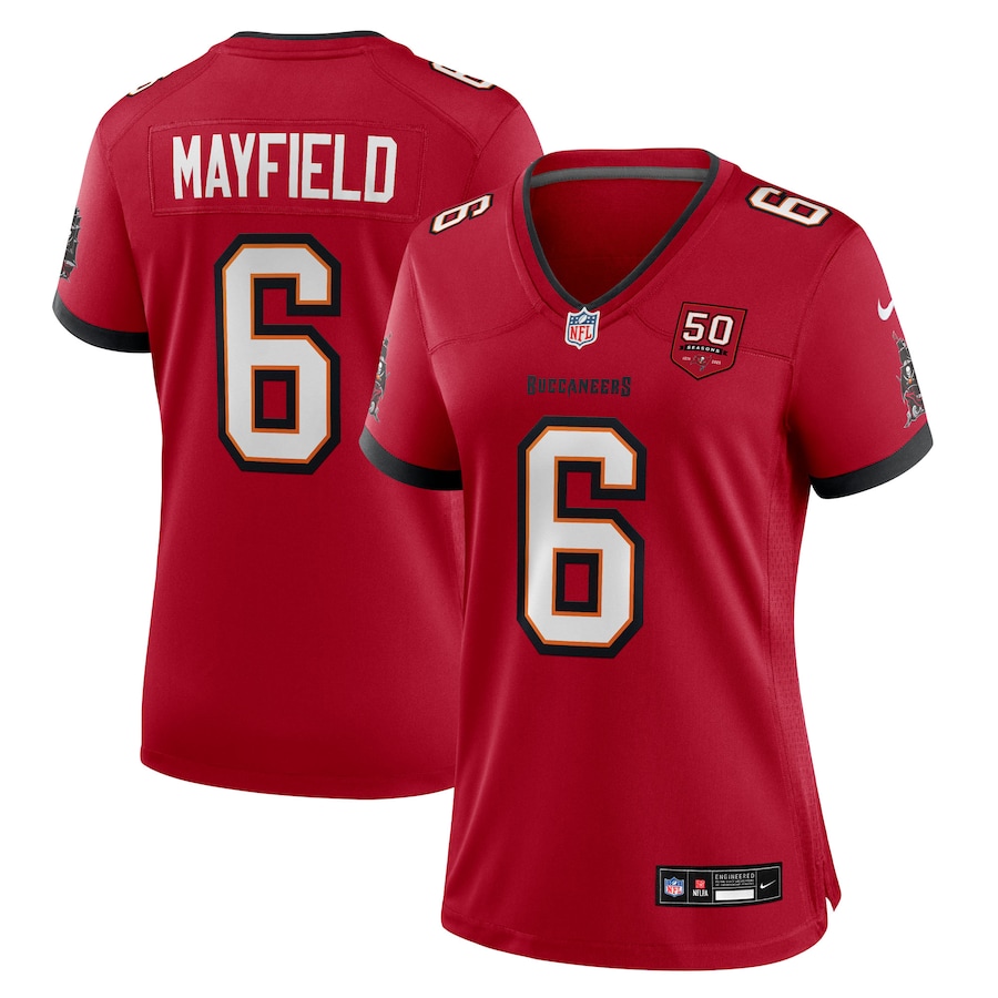 Women's Tampa Bay Buccaneers Baker Mayfield Nike Red 50th Anniversary Game Jersey - SUjersey01