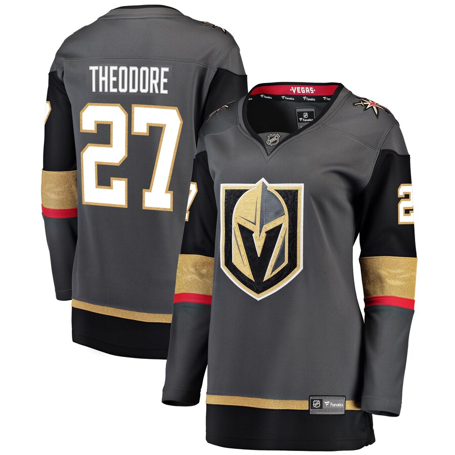 Women's Vegas Golden Knights Shea Theodore Fanatics Branded Gray Alternate Breakaway Player Jersey - SUjersey01