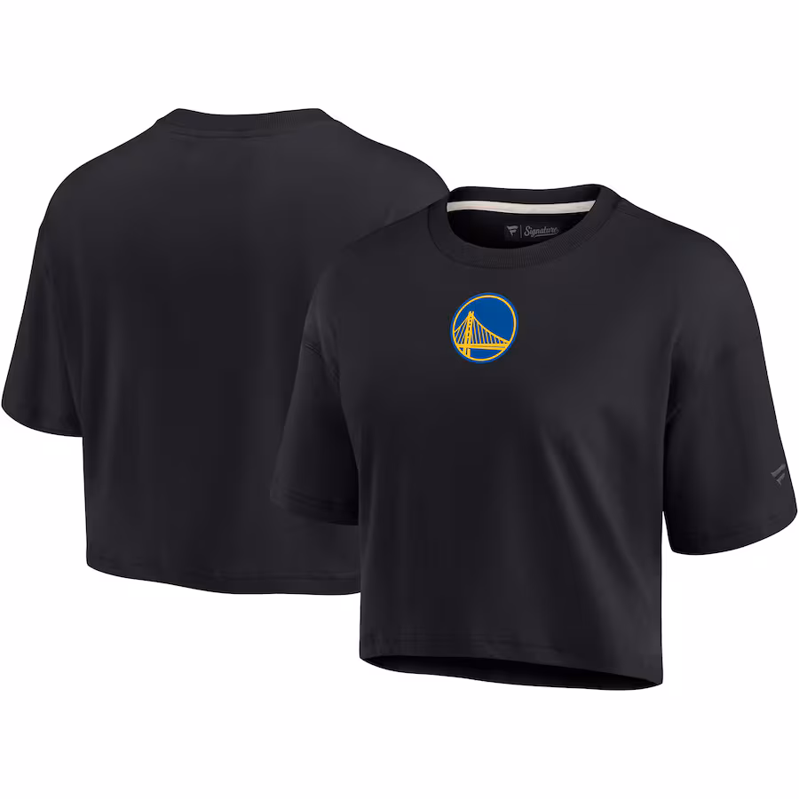 Women's Golden State Warriors Fanatics Black Elements Super Soft Boxy Cropped T-Shirt - SUjersey01