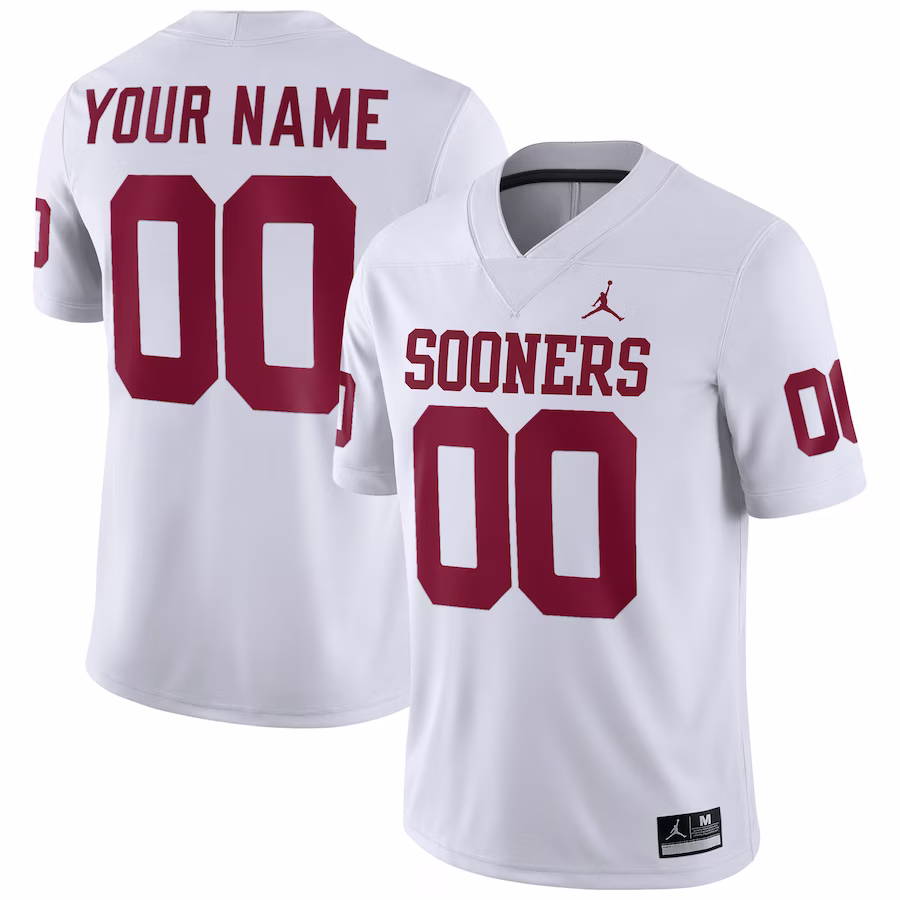 Oklahoma Sooners Jordan Brand Football Custom Game Jersey - White - SUjersey01