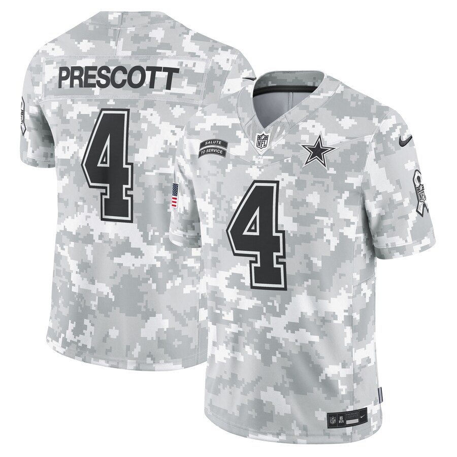 Men's Dallas Cowboys Dak Prescott Nike Arctic Camo 2024 Salute to Service Limited Jersey - SUjersey01