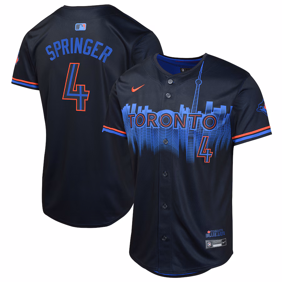 Youth Toronto Blue Jays George Springer Nike Navy 2024 City Connect Limited Player Jersey - SUjersey01