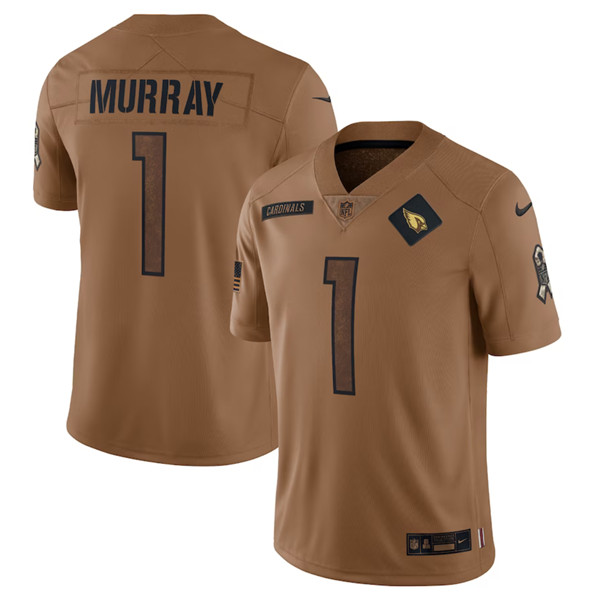Men's Arizona Cardinals #1 Kyler Murray 2023 Brown Salute To Service Limited Football Stitched Jersey - SUjersey01
