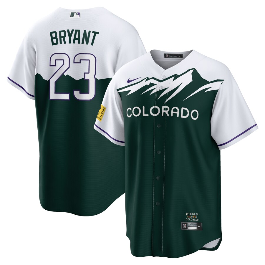 Men's Colorado Rockies Kris Bryant Nike White/Forest Green City Connect Replica Player Jersey - SUjersey01