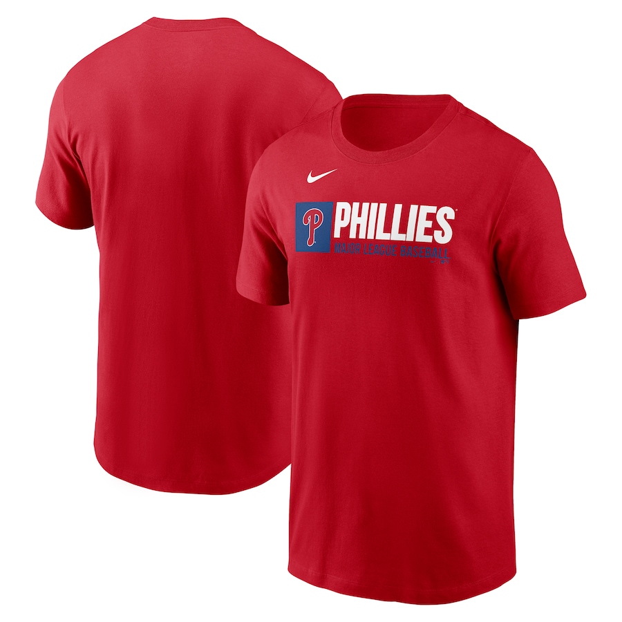 Men's Philadelphia Phillies Nike Red Team Block T-Shirt - SUjersey01