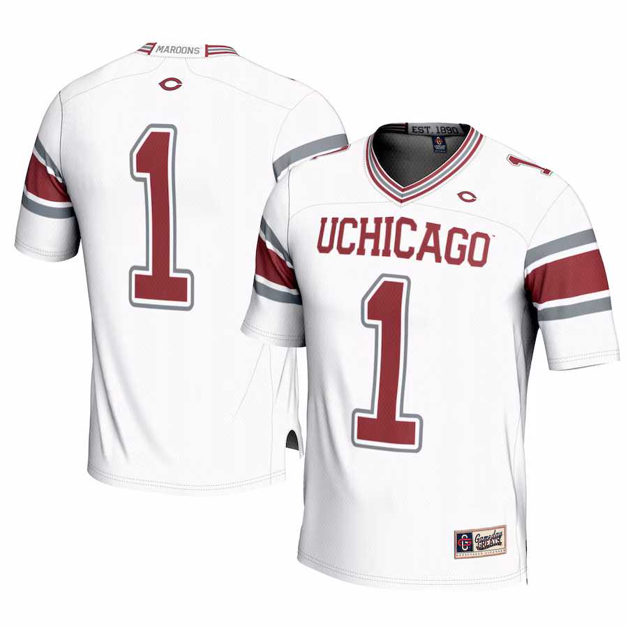 Men's GameDay Greats #1 White UChicago Maroons Football Jersey - SUjersey01
