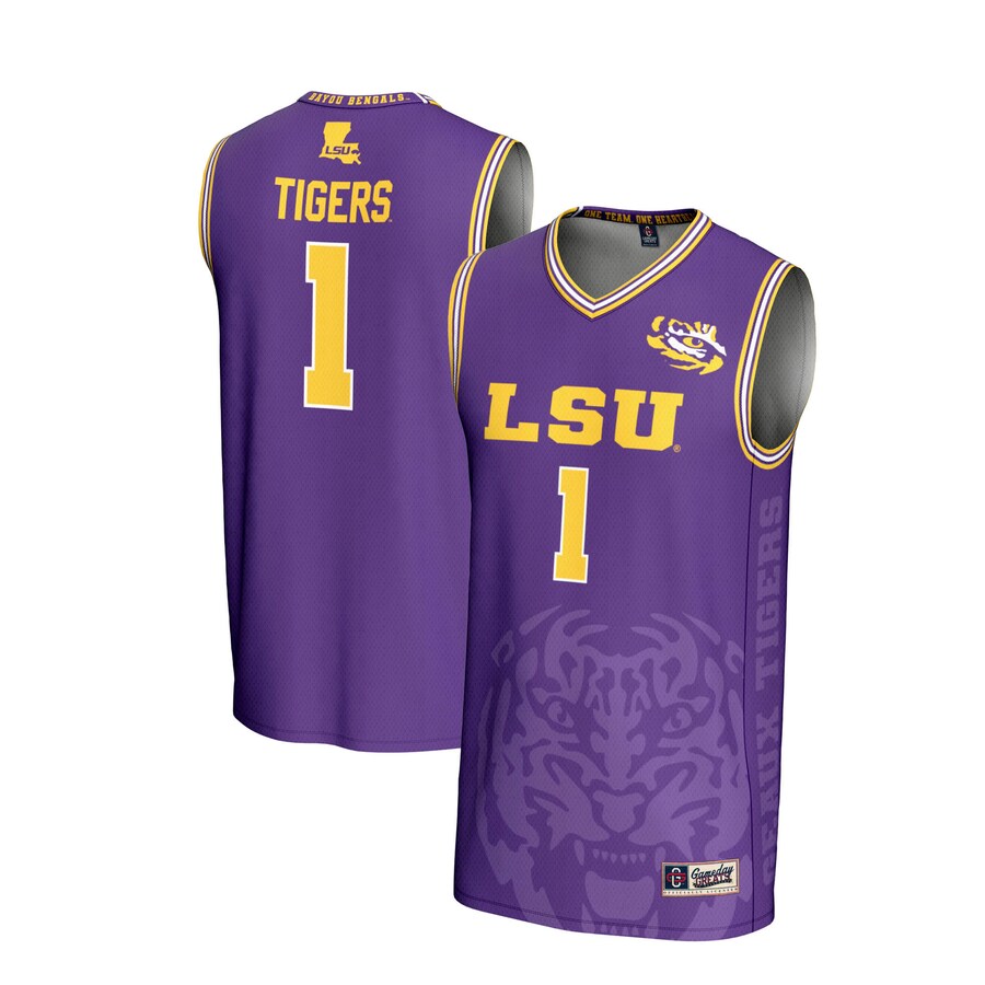 Youth GameDay Greats #1 Purple LSU Tigers Lightweight Icon Print Basketball Jersey - SUjersey01