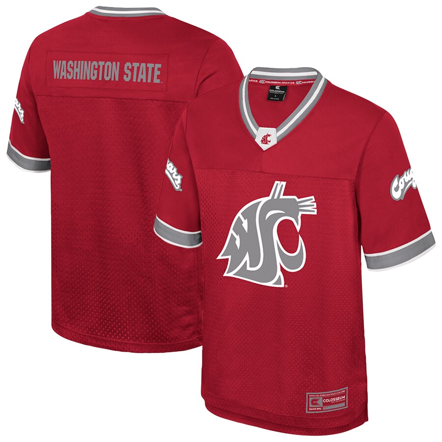 Men's Colosseum  Crimson Washington State Cougars Nothing But The Hits Football Jersey - SUjersey01
