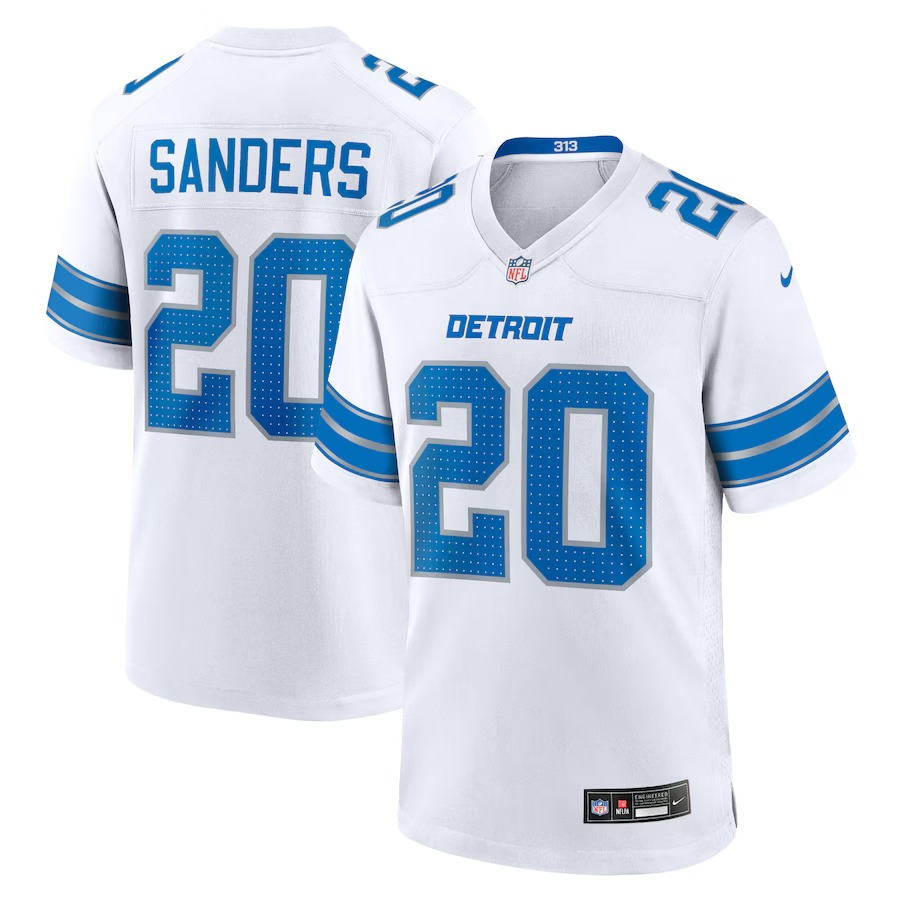 Men's Detroit Lions Barry Sanders Nike White Retired Player Game Jersey - SUjersey01