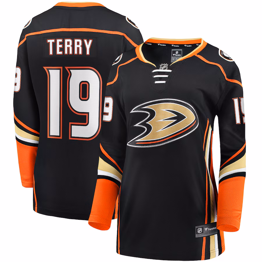 Women's Anaheim Ducks Troy Terry Fanatics Black Home Team Breakaway Player Jersey - SUjersey01