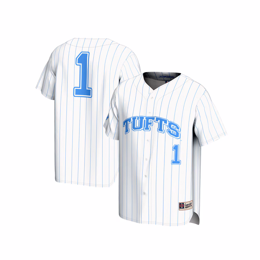 Youth GameDay Greats  White #1 Tufts University Jumbos Lightweight Baseball Fashion Jersey - SUjersey01
