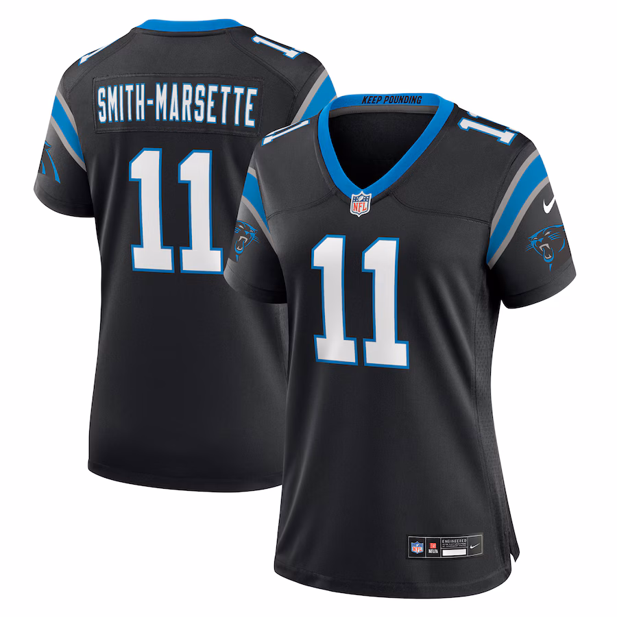 Women's Carolina Panthers Ihmir Smith-Marsette Nike  Black Team Game Jersey - SUjersey01
