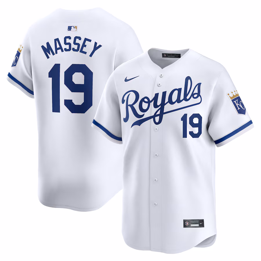 Men's Kansas City Royals Michael Massey Nike White Home Limited Player Jersey - SUjersey01