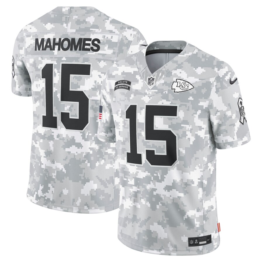 Men's Kansas City Chiefs Patrick Mahomes Nike Arctic Camo 2024 Salute to Service Limited Jersey - SUjersey01