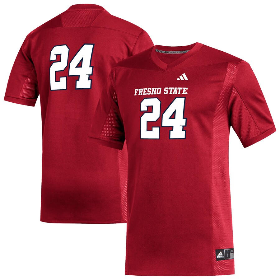 Men's adidas #24 Red Fresno State Bulldogs Replica Football Jersey - SUjersey01