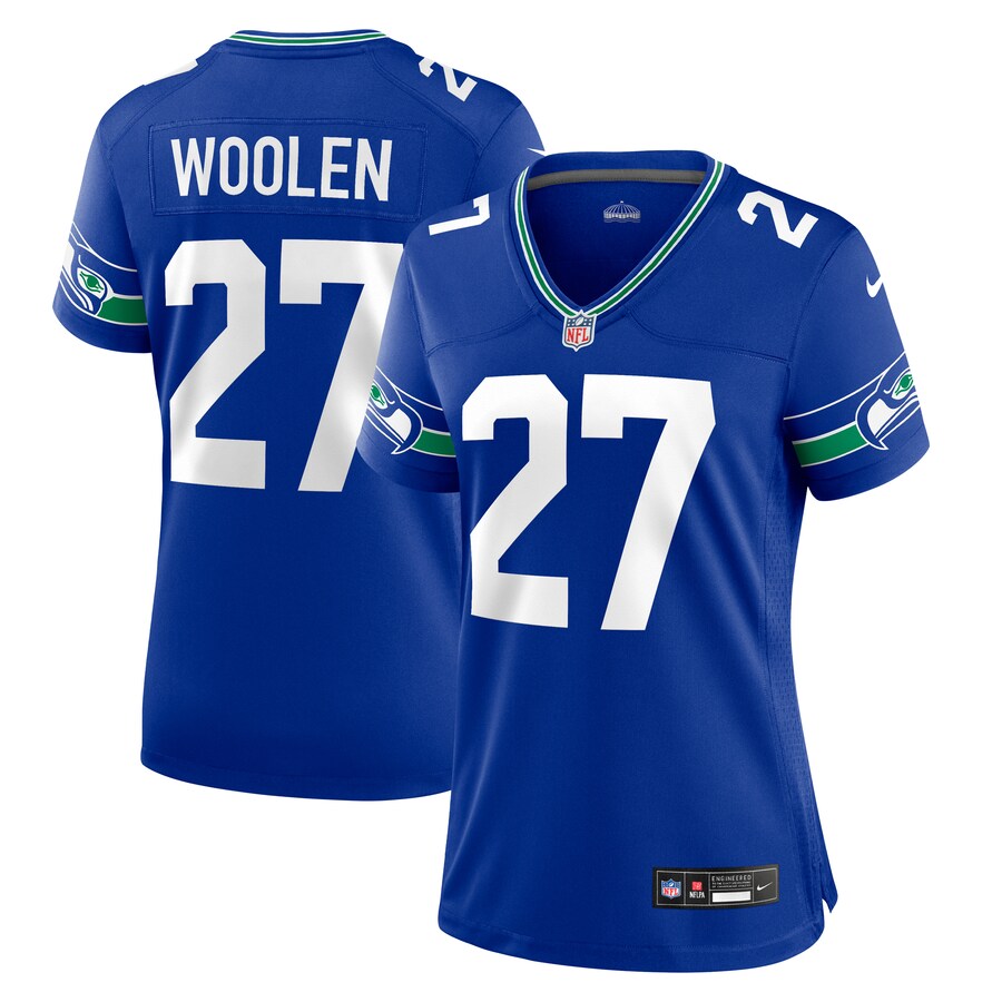 Women's Seattle Seahawks Tariq Woolen Nike Royal Throwback Player Game Jersey - SUjersey01