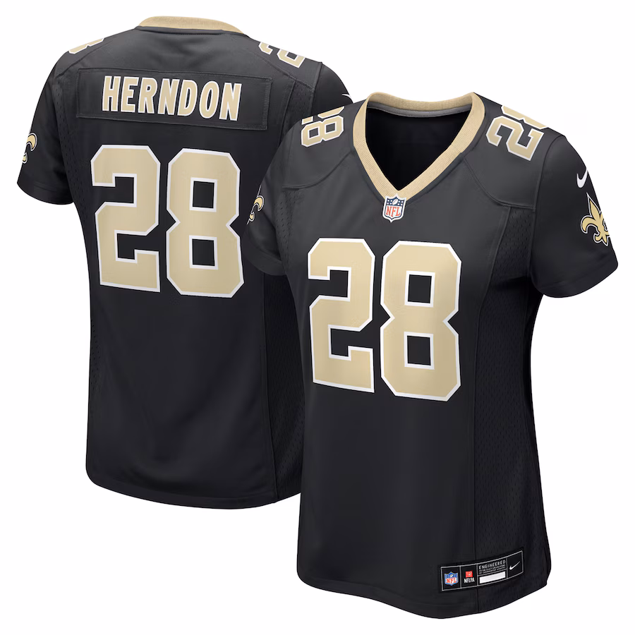 Women's New Orleans Saints Tre Herndon Nike Black Team Game Jersey - SUjersey01