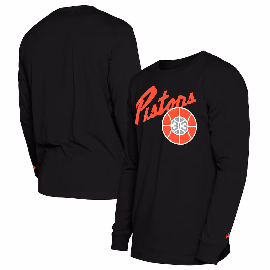 Men's Detroit Pistons  New Era Black 2024/25 City Edition Long Sleeve T-Shirt - SUjersey01