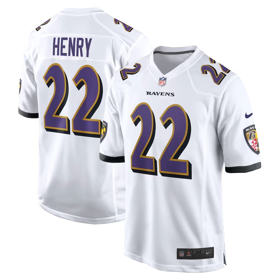 Men's Baltimore Ravens Derrick Henry Nike White White Game Jersey - SUjersey01
