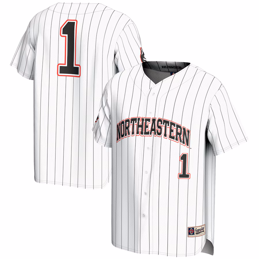 Men's GameDay Greats #1 White Northeastern Huskies Lightweight Baseball Fashion Jersey - SUjersey01