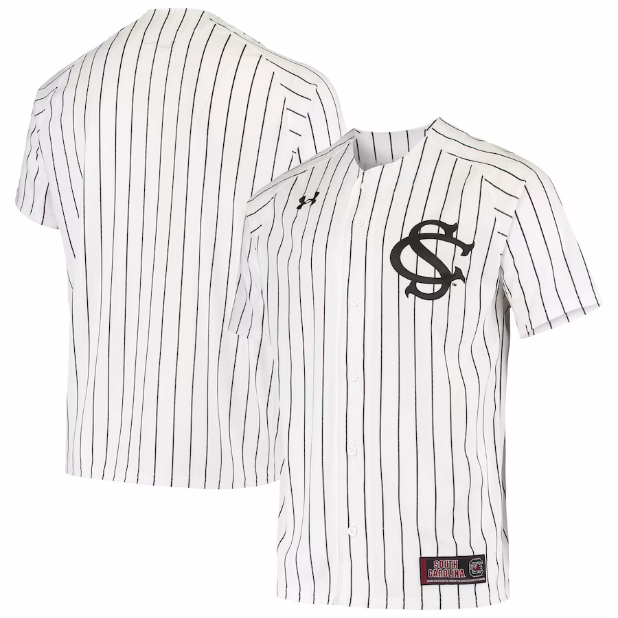 South Carolina Gamecocks Under Armour Replica Performance Baseball Jersey - White - SUjersey01