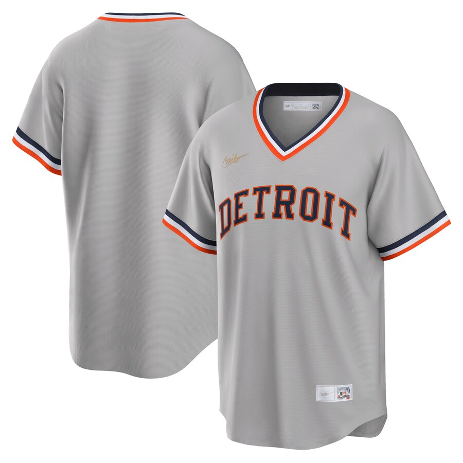 Men's Detroit Tigers Nike Gray Road Cooperstown Collection Team Jersey - SUjersey01