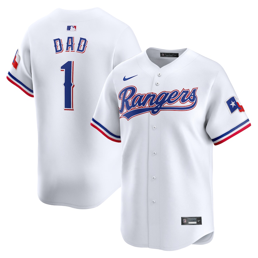 Men's Texas Rangers Nike White #1 Dad Home Limited Jersey - SUjersey01