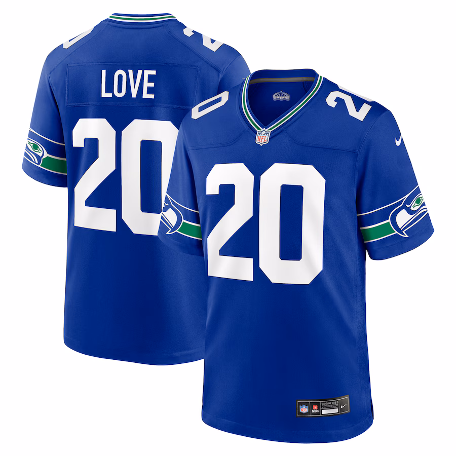 Men's Seattle Seahawks Julian Love Nike Royal Throwback Player Game Jersey - SUjersey01