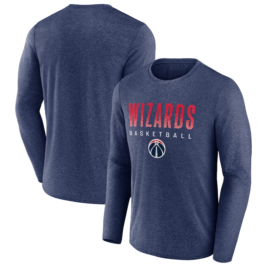 Men's Washington Wizards Fanatics Heathered Navy Where Legends Play Iconic Practice Long Sleeve T-Shirt - SUjersey01