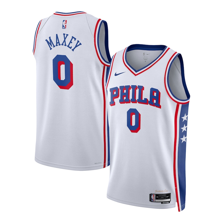 Unisex Philadelphia 76ers Tyrese Maxey Nike White Swingman Jersey - Association Edition - SUjersey01