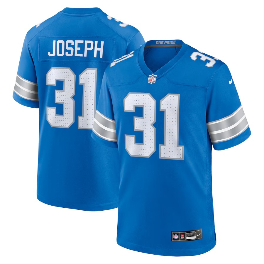 Men's Detroit Lions Kerby Joseph Nike  Blue Team Game Jersey - SUjersey01