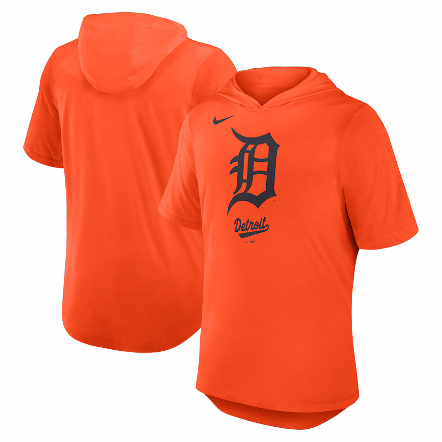 Men's Detroit Tigers Nike Orange Tri-Blend Hoodie T-Shirt - SUjersey01