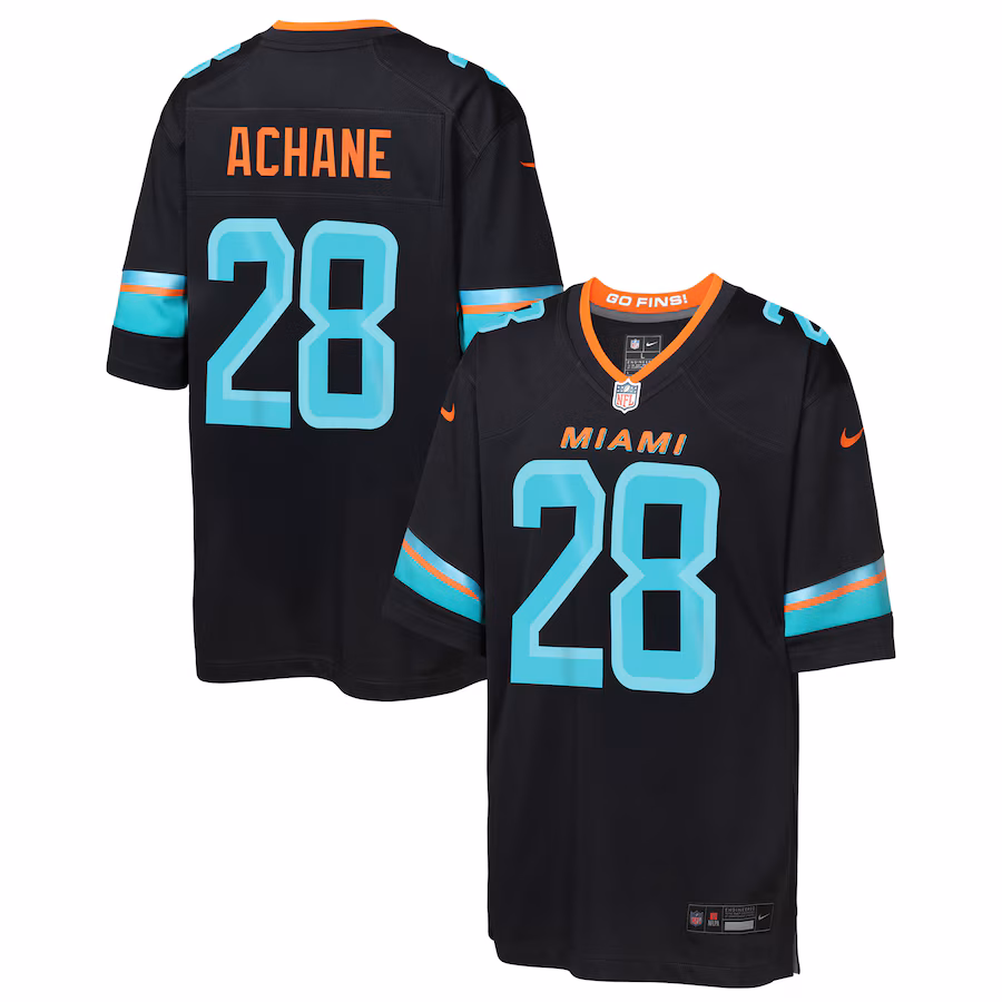 Youth Miami Dolphins De’Von Achane Nike Pitch Blue 2025 Rivalries Collection Game Jersey - SUjersey01