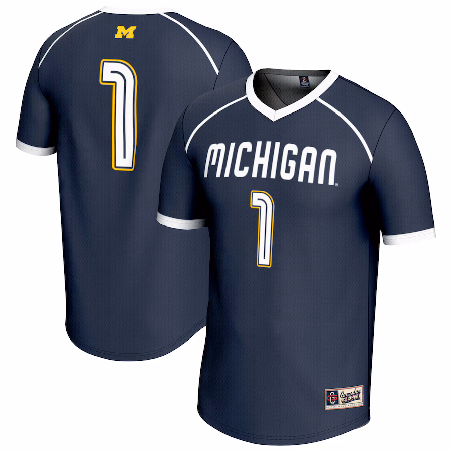 Youth GameDay Greats #1 Navy Michigan Wolverines Lightweight Women's Lacrosse Fashion Jersey - SUjersey01